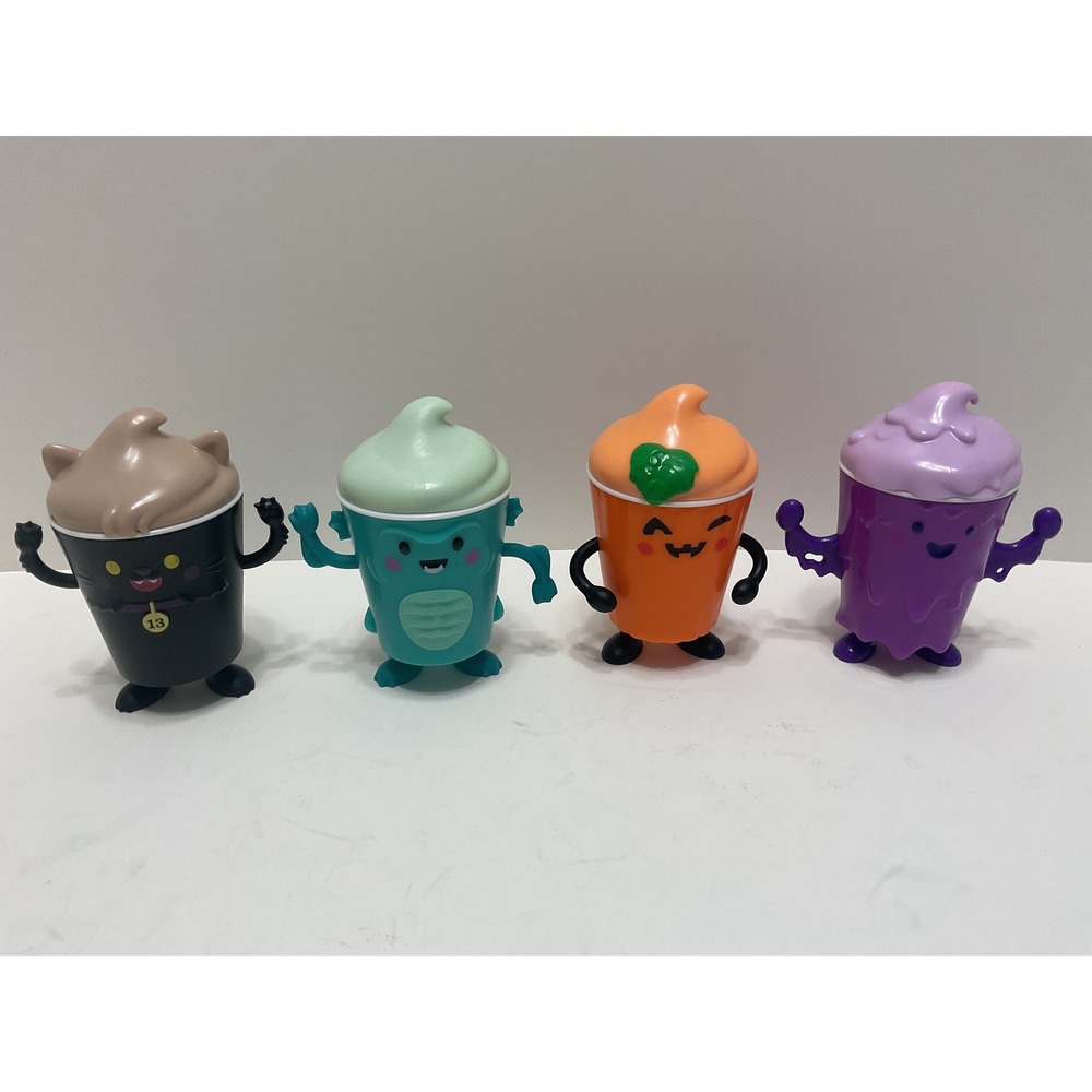 Wendys Frosty Frights Halloween Toy Lot of 4 Cat Monster Pumpkin Slime 2024‎